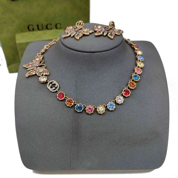 

special offer 70% off luxury jewelry necklace double butterfly color full of brass gujia heavy industry jewelry d62k, Black