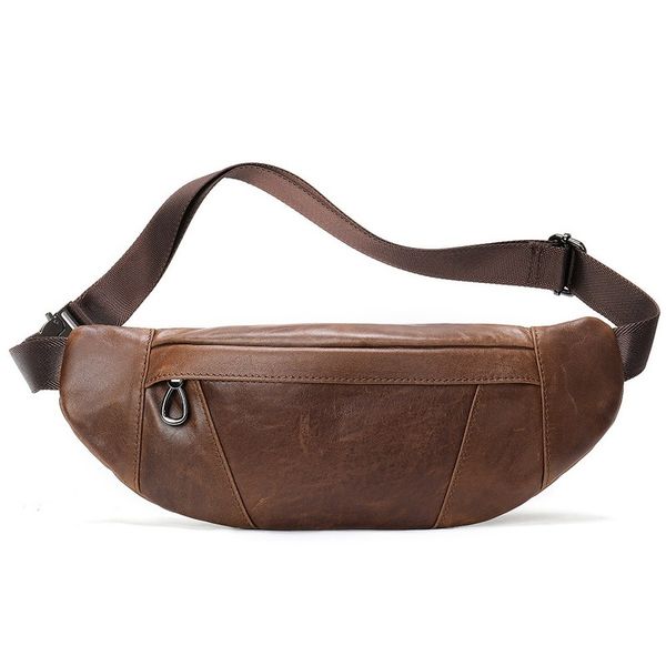 

men's genuine leather chest bags vintage fashion half moon designer handbags sport crossbody bag high quality