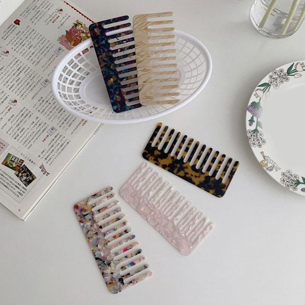 

hair brushes stylish tortoiseshell big teeth comb portable simple anti-static marble texture styling tool, Silver