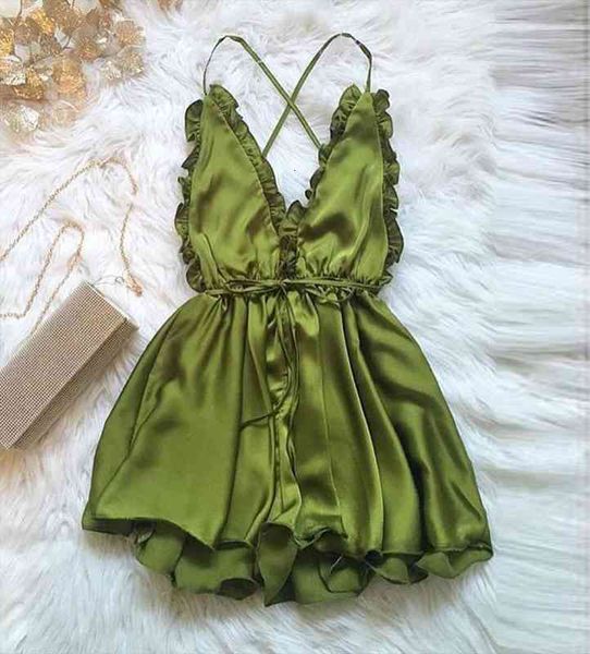 

women backless playsuit style rompers womens clubwear playsuits v neck satin short bodysuit women, Black;white