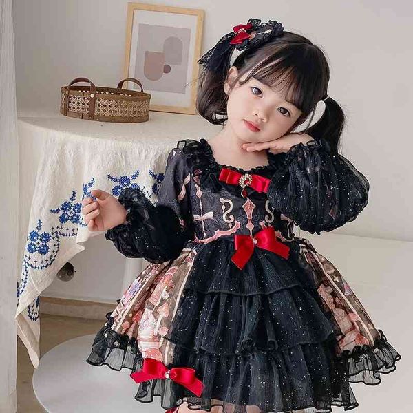 

children's lolita princess girls dress spring and autumn baby spanish dress skirt, Red;yellow