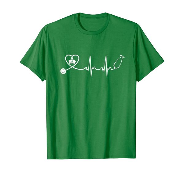 

nurse stethoscope heartbeat t-shirt, White;black