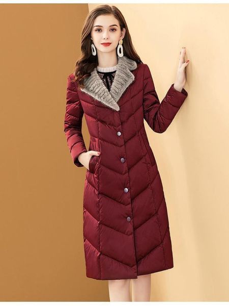 

women's down & parkas 2021 winter imitation collar coat slim fit and warm mid-length over-knee jacket thickened women, Black
