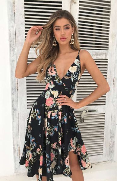 

summer 2019 print open back suspender dress, Gray