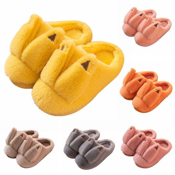 

first walkers kawaii kids slippers children's boys girls cartoon furry shoes indoor home warm cotton pantufa infantil #