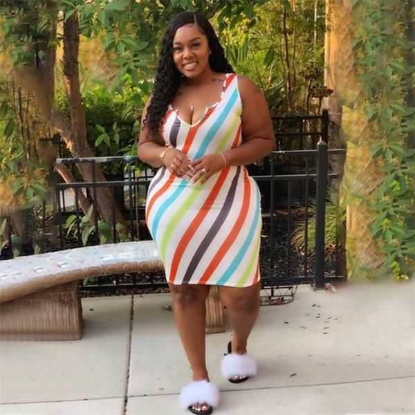 

summer plus size dress women tank fashion striped half casual holiday style mini dresses for women wholesale drop 211023, Black