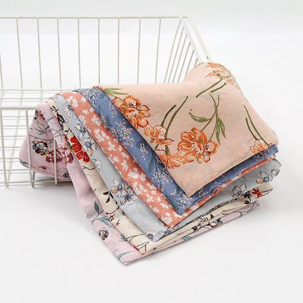 

scarves 2021 40 color chiffon printed floral headscarf muslim large size scarf shawl women hijab, Blue;gray