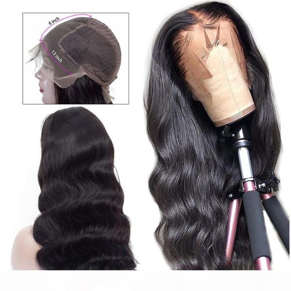 

13x6 lace frontal wig remy body wave lace frontal wigs with baby hair pre plucked front wigs human hair ashimary, Black;brown