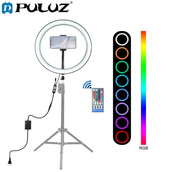 

puluz 12inch 30cm dimmable rgb full color led selfie ring light camera phone pgraphy video makeup lamp cold shoe tripod head
