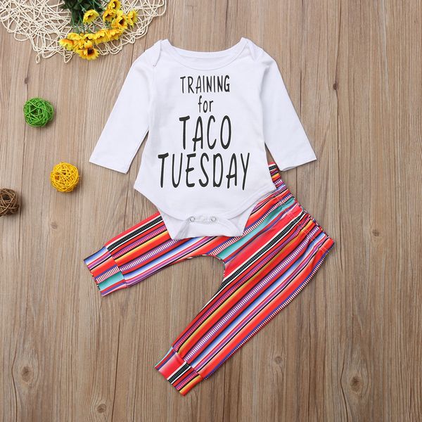 

newborn infant baby long sleeve print letter romper pants leggings outfits girl boy clothes set, White