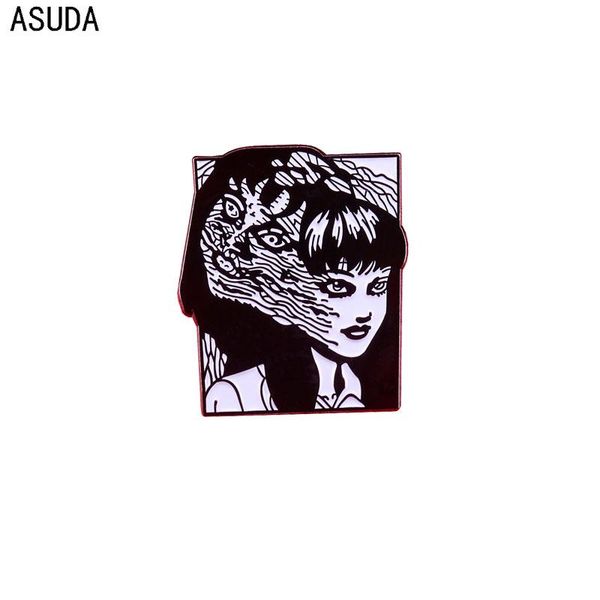 

pins, brooches anime junji ito tomie hard brooch and enamel pins men women fashion jewelry gifts movie novel lapel badges, Gray