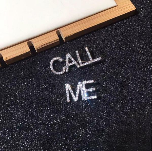 

south korea's new fashion diamond letters brooch color-preserving fashion men and women with the same western assembly decoration tide, Gray