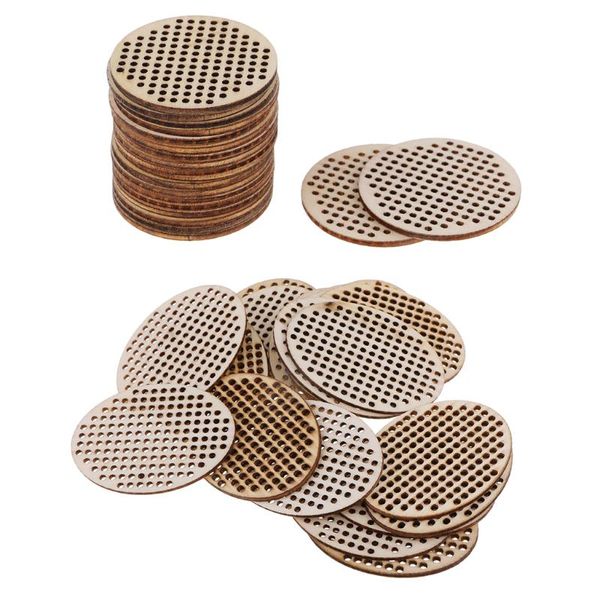 

pendants 40pcs wood oval/ round shapes multi-hole wooden pendant for counted cross stitch kit diy home christmas decoration ornaments, Black