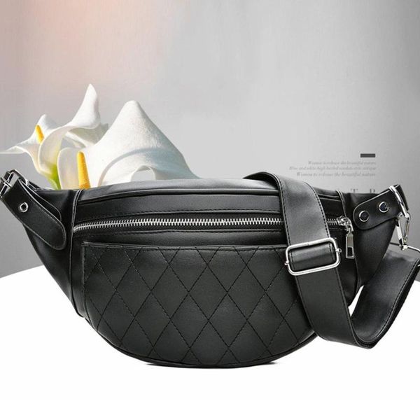 

waist bags bag zipper leather chest pack crossbody shoulder good quality lattice line