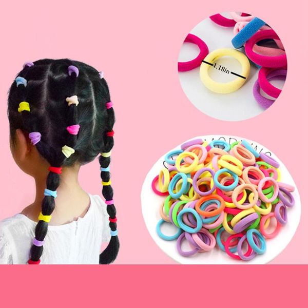 

hair accessories 50pcs women girls tie solid color seamless band ponytail holder rope with box, Slivery;white