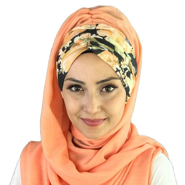 

ethnic clothing fashion islamic muslim hijab 2021 trend ready shawl hat buckle scarf chiffon beret koton outdoor orange bone, Red