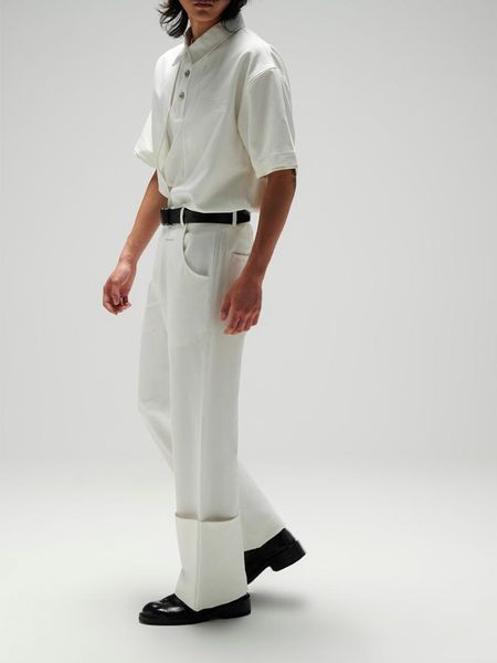 

men's pants s-6xl big yards the pair of double leg metal steric straight suit trousers for men and women casual, Black