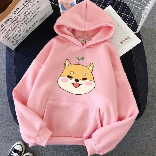 

women's hoodies & sweatshirts for women cartoon autumn kawaii winter harajuku dog shiba inu anime print sweatshirt casual top, Black