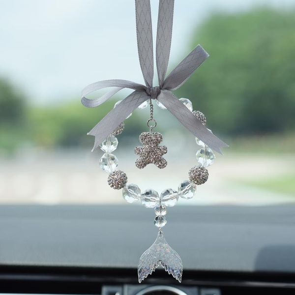 

interior decorations car pendant crystal mermaid tail auto rearview mirror hanging ornament bling pink decoration accessories for girl gifts