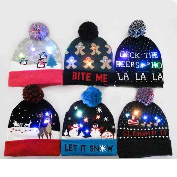 

2021 christmas custom led knitted hat/ led beanie hat/ led winter hat, Blue;gray
