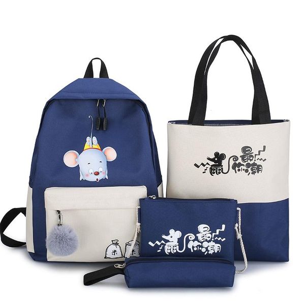 

backpack 2021 girl school bag for teenage solid college schoolbag women student black mouse pattern