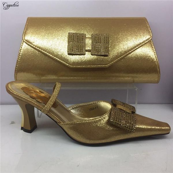 

dress shoes gold african buckle with bag set for party gy22, heel height 5cm, Black