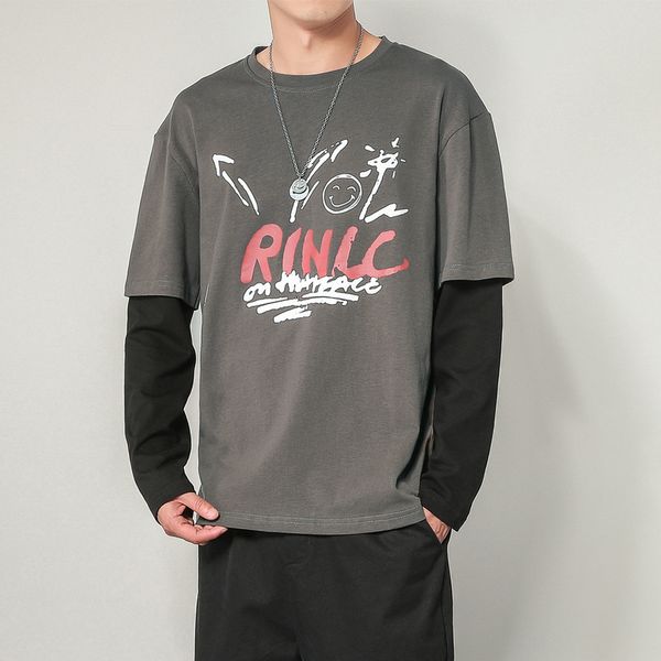 

long sleeves mens tshirts spring autumn clothes man's classic t-shirt tees kg-210, White;black