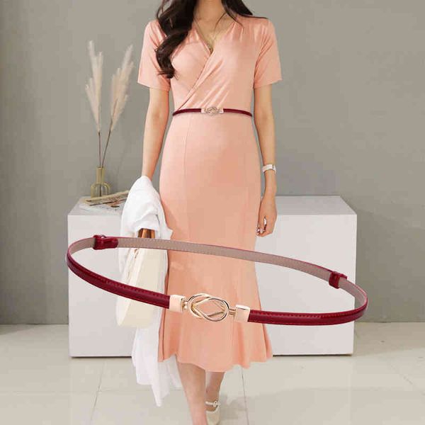 

waistbands belts japanese and korean style summer accessories women's adjustable thin belt buckle fashion dress simple leather waist ch, Black;brown