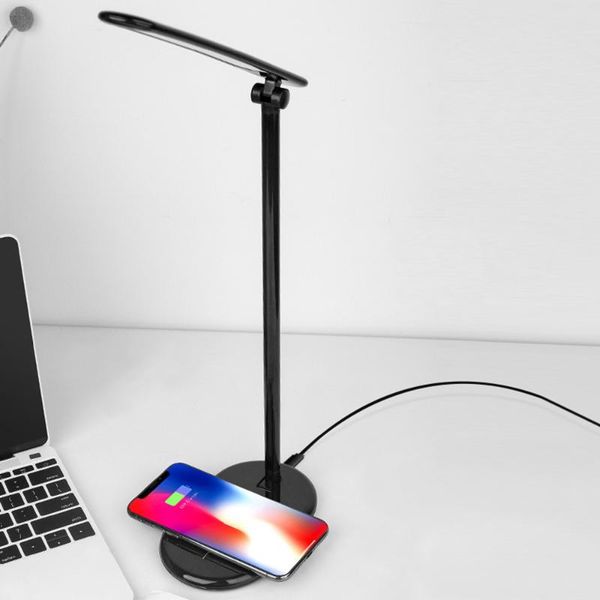 

usb charging desk lamp led with usb wireless charger eye protection dimmable reading light folding student study night lights