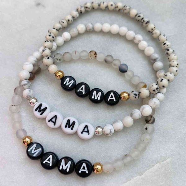 

custom name bracelet couple bracelets for women men handmade natural stones beads letter bracelet charm jewelry gifts, Golden;silver