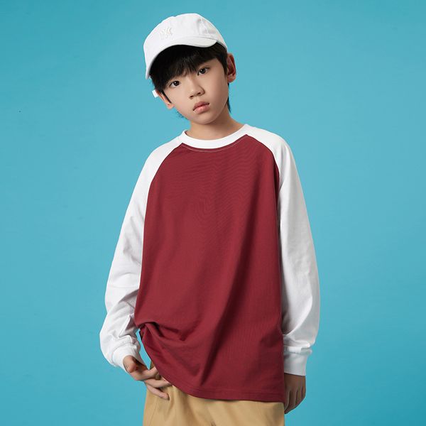 

splicing sleeve children's boys' raglan solid ek color t-shirt, Black;white