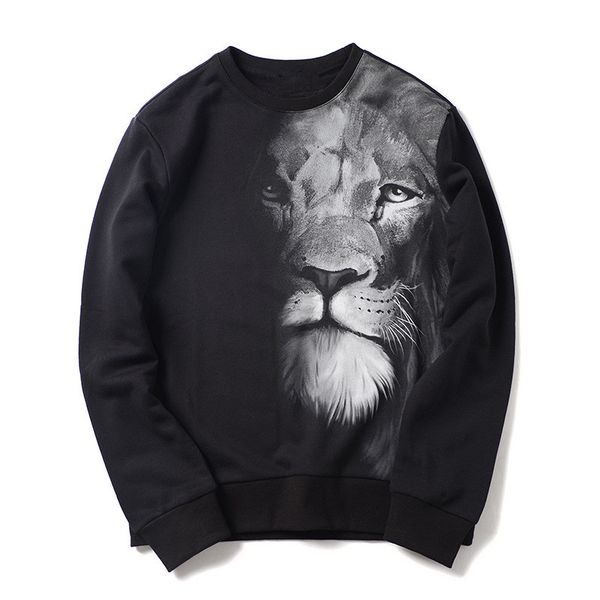 

fashion brand men's hoodies spring autumn male casual lion head sweatshirts, Black