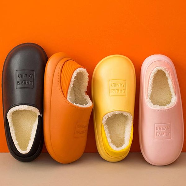 

slippers 2021 winter women's indoor cotton worm shoes fashion men's casual for home fur plush house men, Black