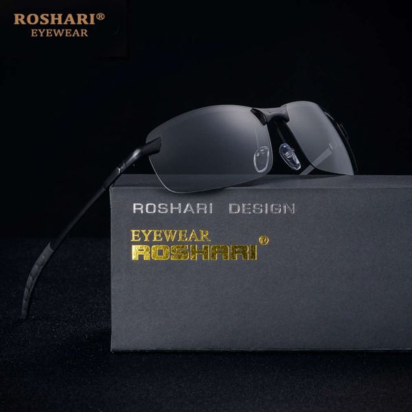 

roshari chameleon sunglasses pchromic all-weather discoloration professional driving sun glasses men lunette de soleil, White;black