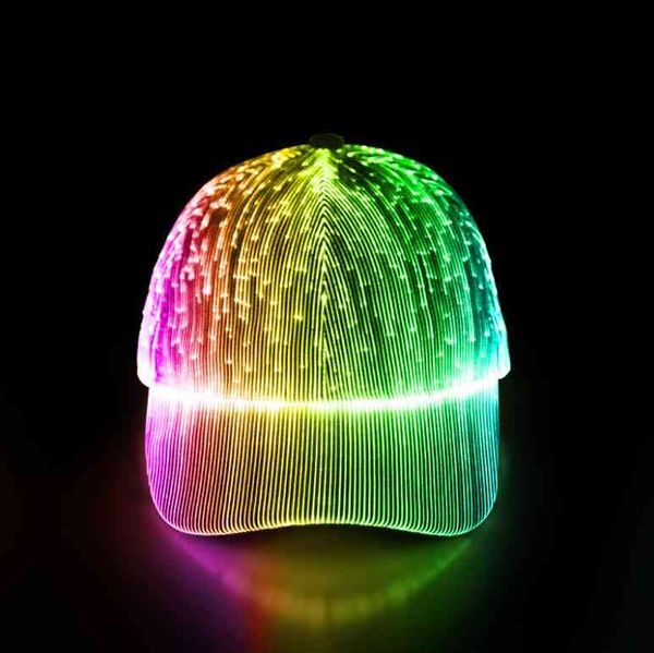 Cappello da cowboy luminoso in fibra ottica per feste personalizzato Ftival che si illumina al buio