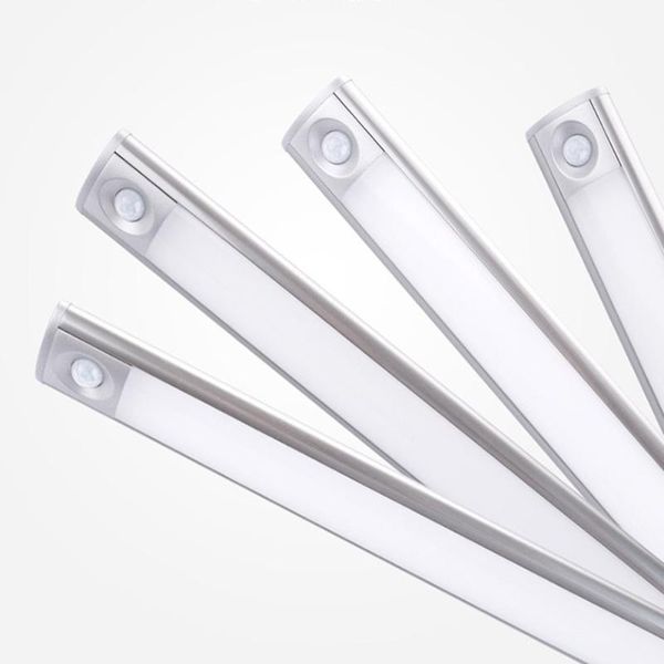 

24/42/60cm ultra-thin pir motion sensor led under cabinet light usb rechargeable wardrobe cupboard wall lamp closet night light
