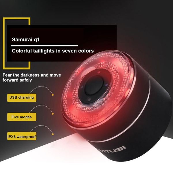

bike tail light intelligent brake light for bicycle led rechargeable usb cycle rear safe warning cycling lamp
