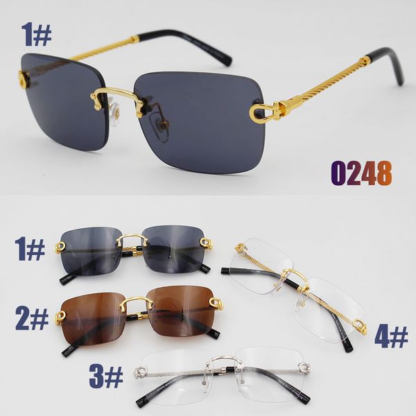

fashion trendy limted edition sunglasses men women cheetah head glasses available in multiple colors business style square frameless full fr, White;black