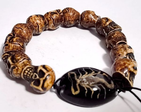 

fashion punk style skull bracelet real scorpion hip hop neutral jewelry, Black