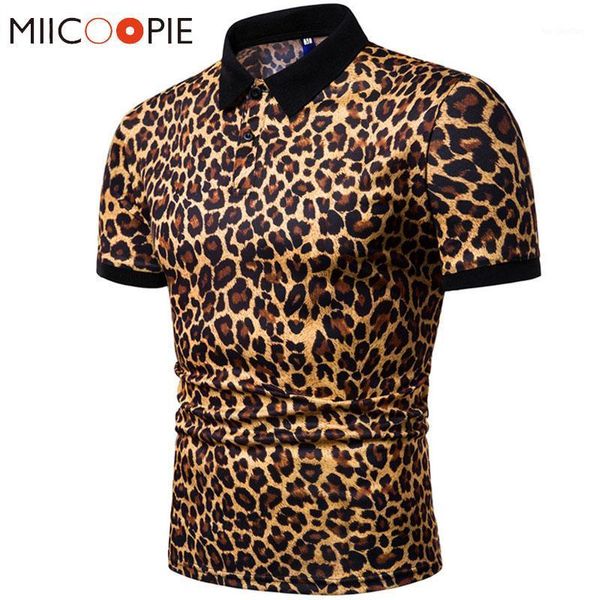 

men's polos 2021 summer mens shirt brands night club leopard printed turn down collar short sleeve male homme tees m-xxxl1, White;black