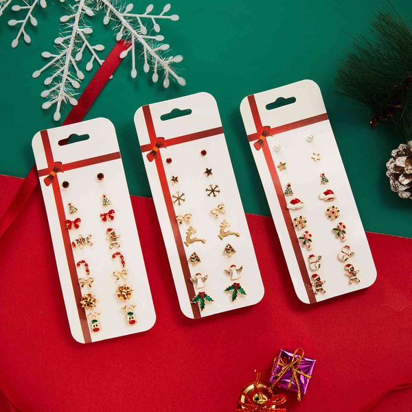 

christmas new 8-pair earrings set tree combination paper card