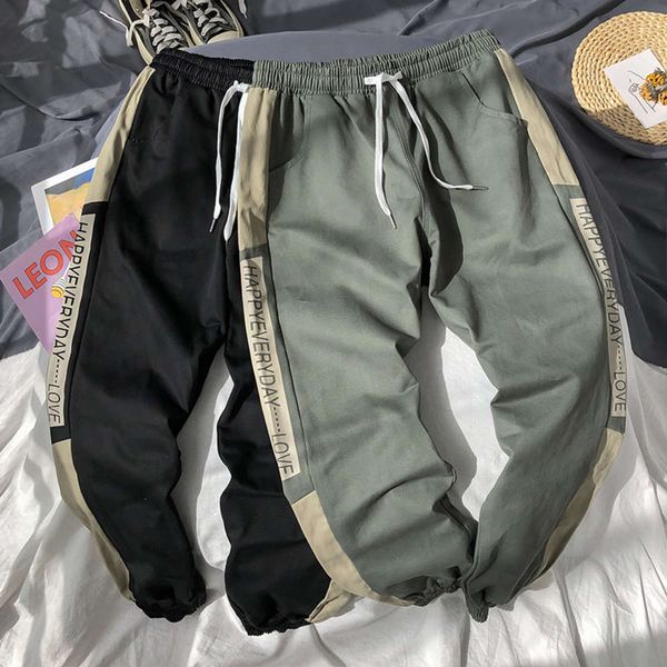 

casual korean fashion winter cotton overalls loose sports leggings men's pants, Black