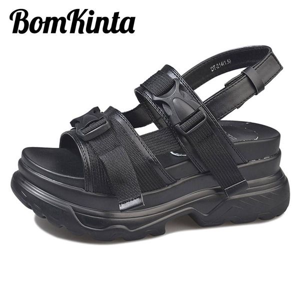 

dress shoes bomkinta black white summer sandals women buckle super thick bottom wedges peep toe beach ladies