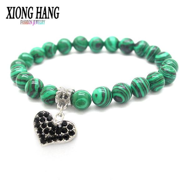 

charm bracelets 2021 fashion natural stone beads bracelet cz heart bear curt wristband jewelery women, Golden;silver