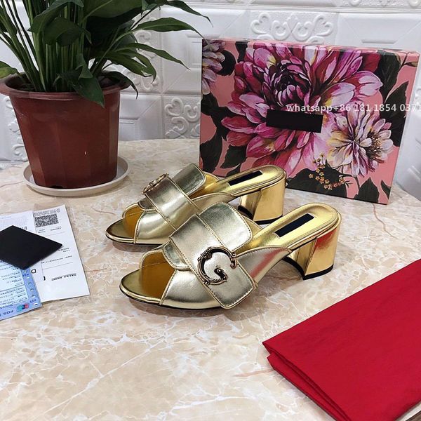

2021ss woman slipper fashion thick bottom slippers platform alphabet lady sandals leather hoof heel slides size35-41, Black