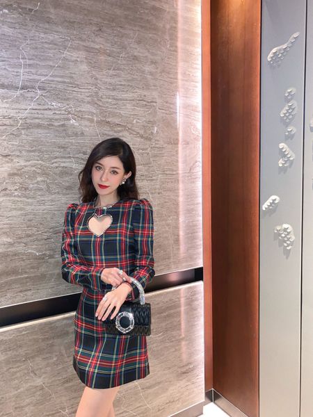 

plaid rhinestone dress, Black;gray