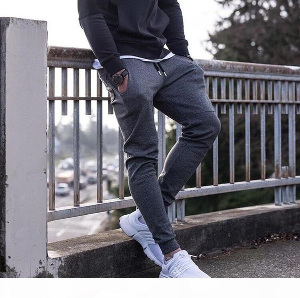 

2018 mens sweatpants autumn winter man gyms fitness bodybuilding joggers workout trousers male casual cotton pencil pants, Black