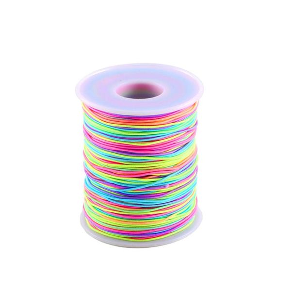 

yarn coloured cord 1mm thread fabric beading crystal rainbow string for hair diy jewelry making bracelet 100m, Black;white
