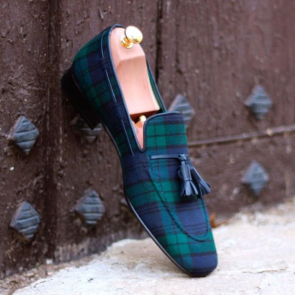 

dress shoes men's high-quality plaid fabric fringed low-heeled casual retro set on fashion classic everyday all-match shoeshm012, Black