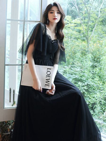 

elegant black brilliant sweetheart collar slim women banquet evening dress simple fashion pshoot dress prom party gown, Black;red